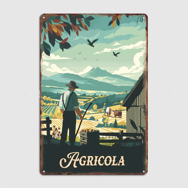 

Agricola Board Game Inspired Poster Metal Sign Pub Vintage Custom Bedroom Indoor Home Wall Decor Posters Room Decoration