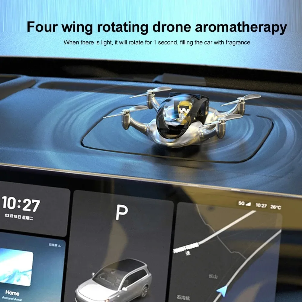 Автомобильный ароматерапевтический орнамент, пилотный воздушный аромат, солнечный дрон, креативное украшение центральной консоли с вращающимся пропеллером