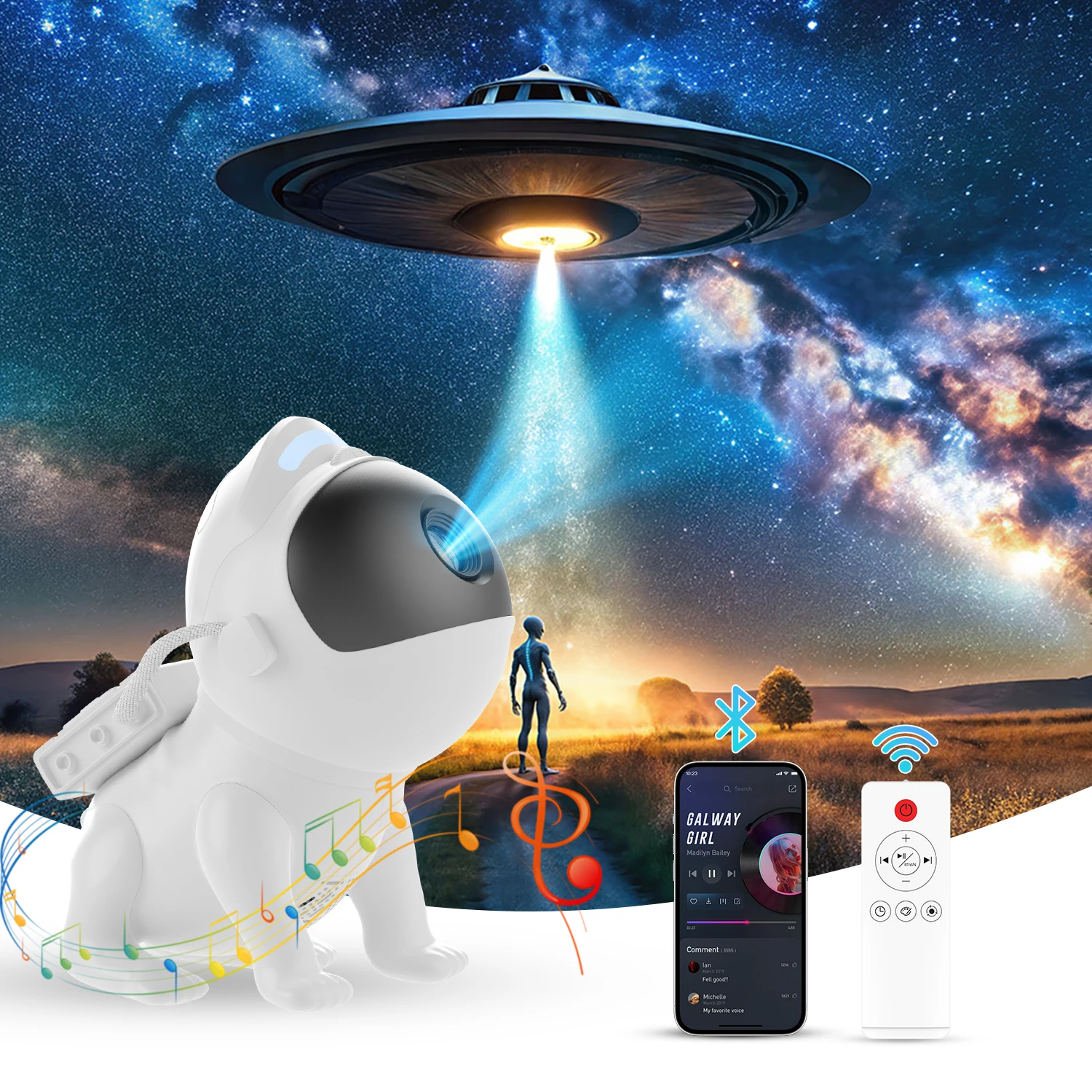 4K HD Star Projector Night Light Space Dog Galaxy Projector With Remote Control and Bluetooth Function Suitable For Room Use