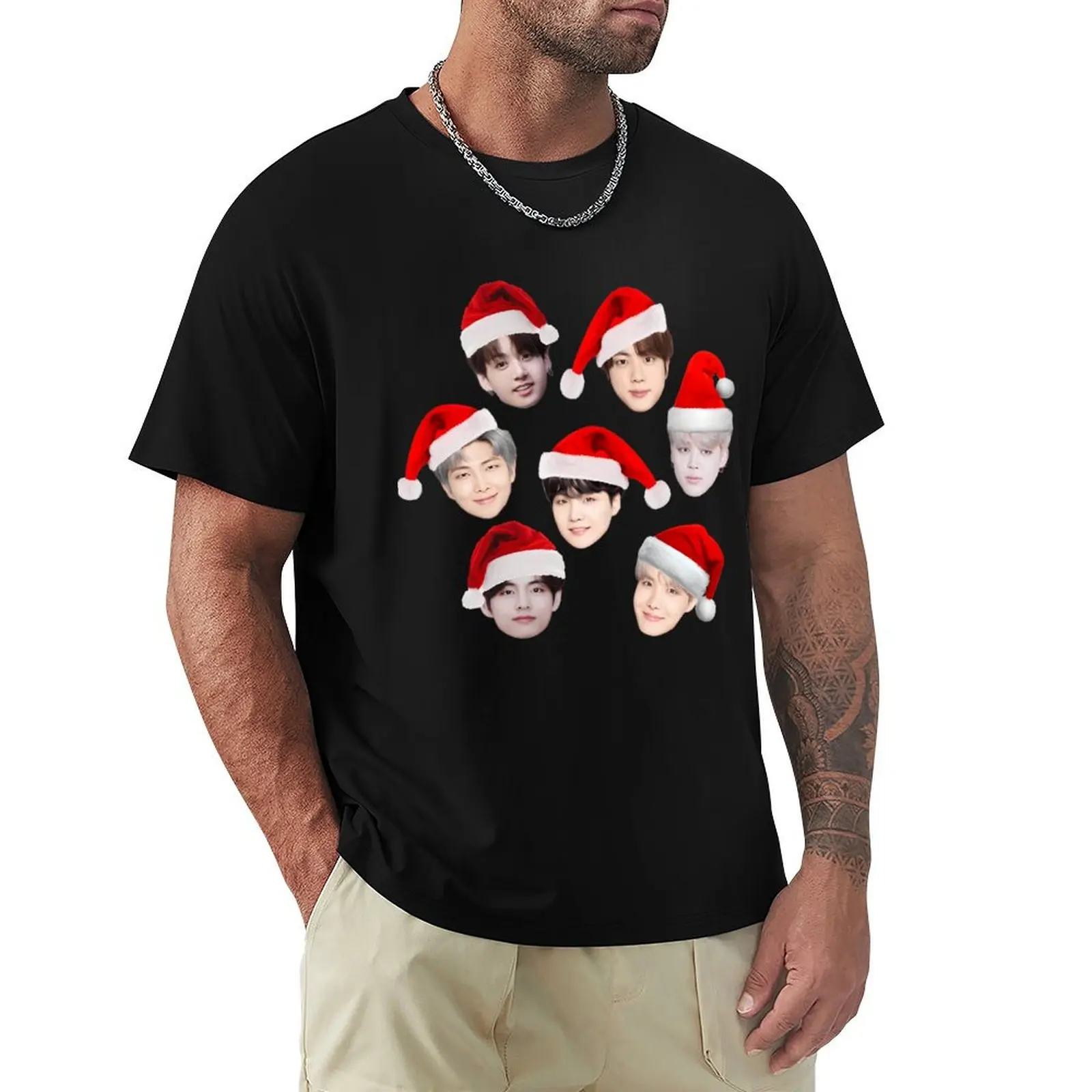 

B.ts Christmas T-Shirt summer 2025 anime figures custom t-shirts Funny t-shirts mens designer t shirt