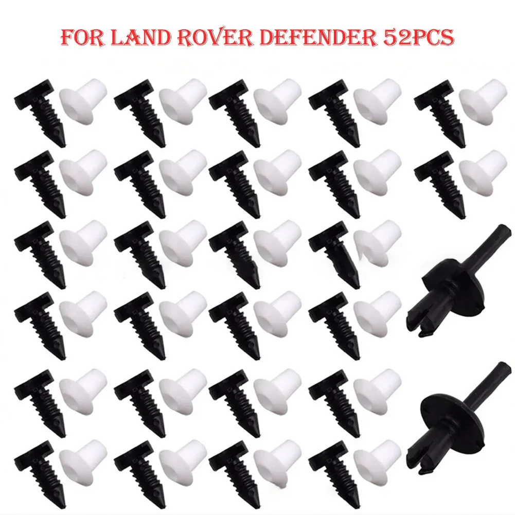 52pcs Full Interior Door Card Trims Clips Fastener Set For Land Defender Fasteners-MXC1800+Snapsac Inserts-MWC3136 Nut-Lockuts