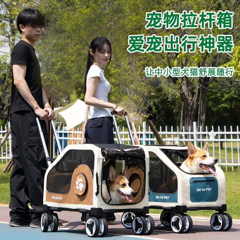 Small Pet Trolley Cart Dog Cat Teddy Cart Travel Pet Dog Cart