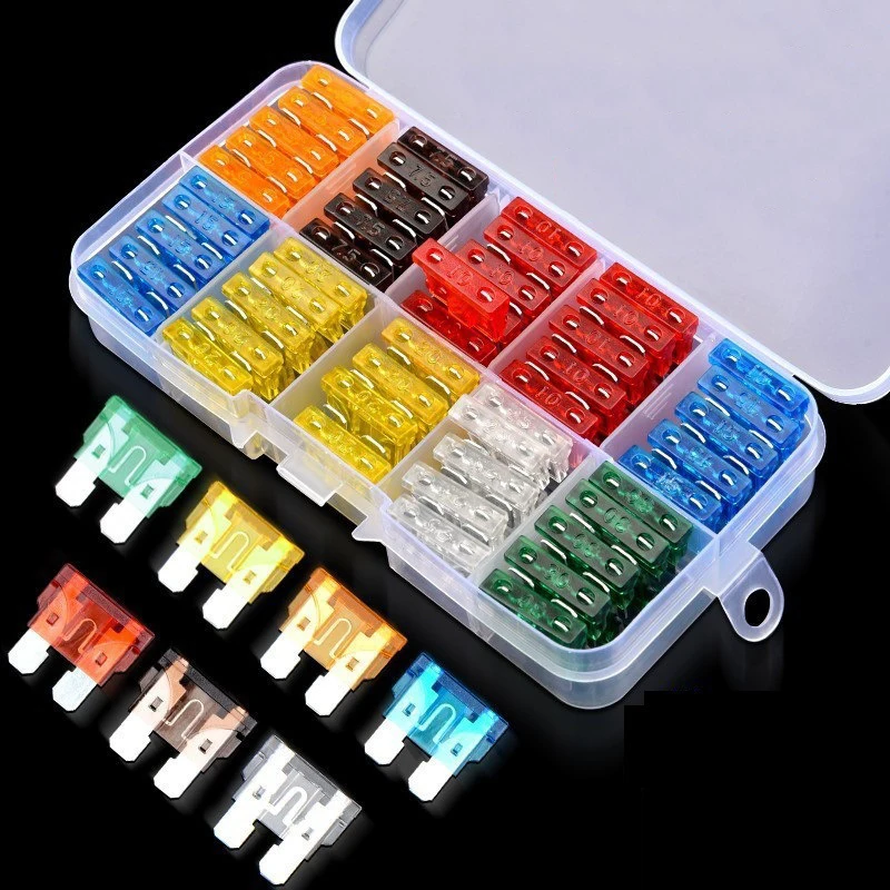 180Pcs 100pcs 50pcs Car Fuse Assortment Set Profile Middle Size Blade Type Fuse Auto Car Truck 2-35A Fuse with Box Clip
