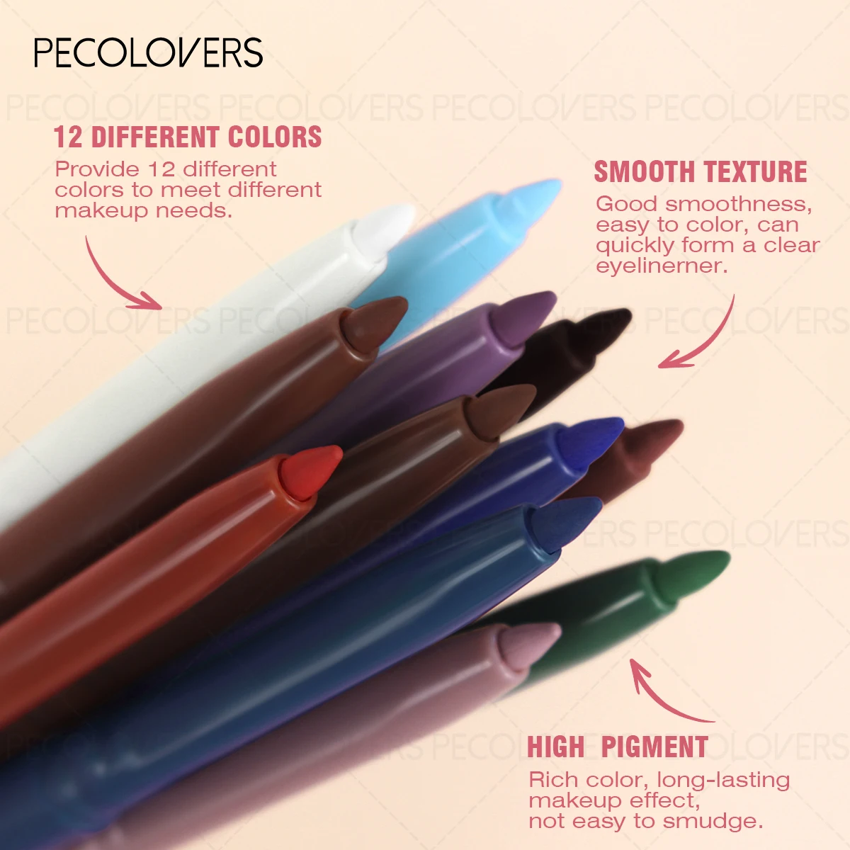 Delineador de cores de alto renderização, pode ser usado como sombra de olho, fácil de remover para todos os tipos, maquiagem atraente para os olhos, maquiagem musical