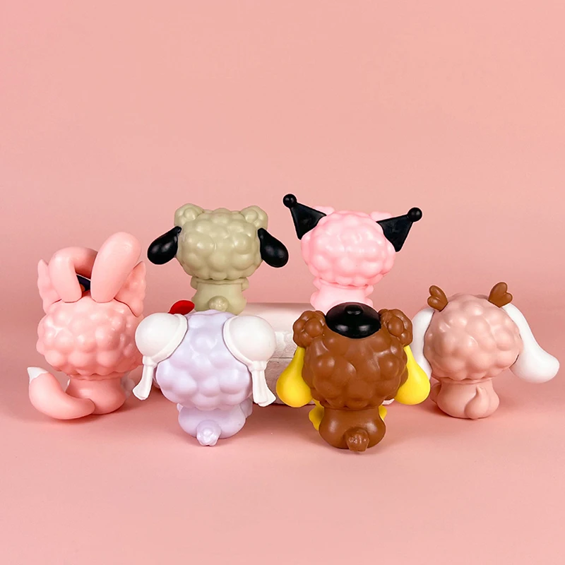 6 pçs sanrio anime bonito minha melodia cinnamoroll caixa cega brinquedo dos desenhos animados minha melodia pochacco figura ornamento criativo presente de natal