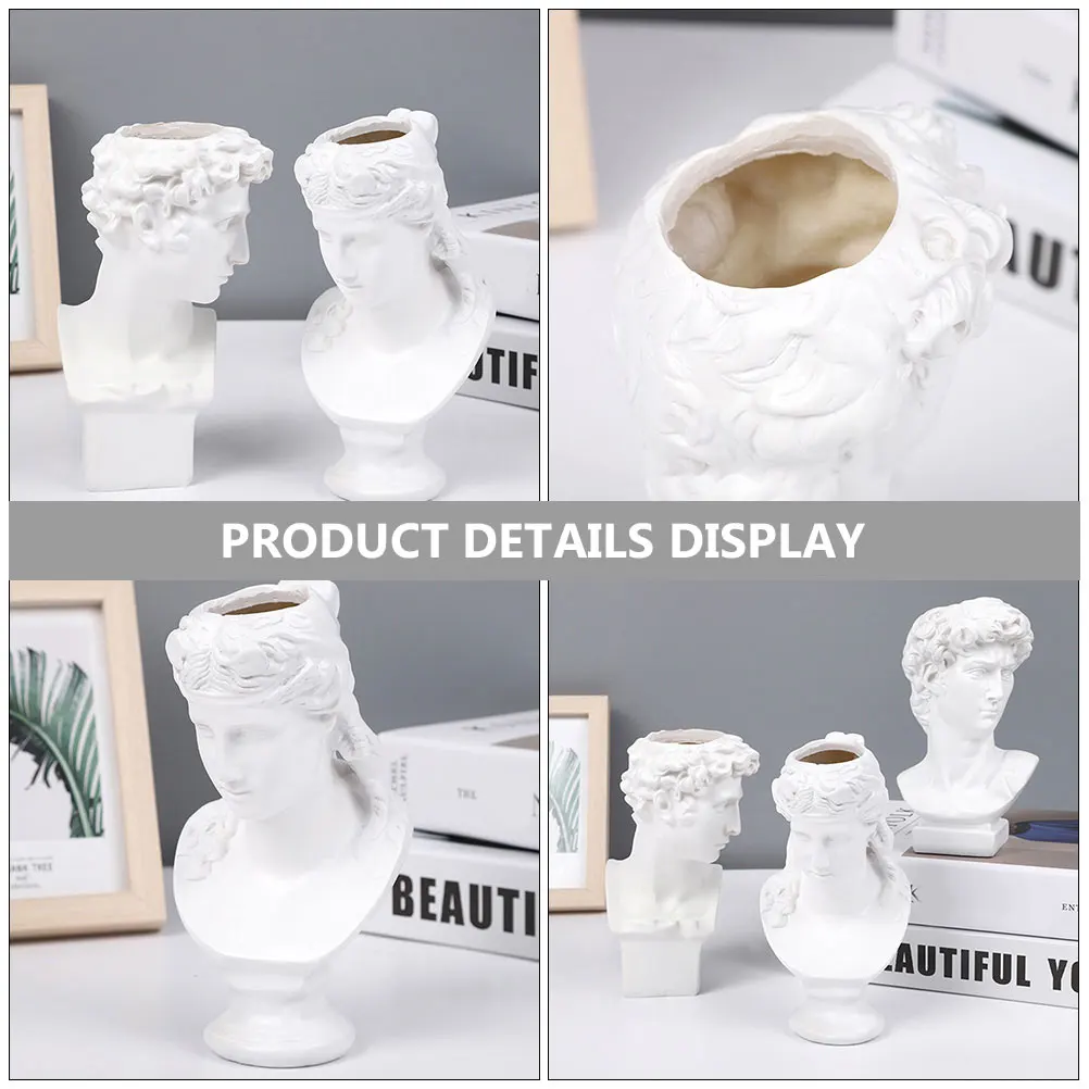 

Resin Pen Holder White David Figurine Desktop naments Vintage Home Decor Pencil Cup Storage Solution Greek Style Resin Art Piece