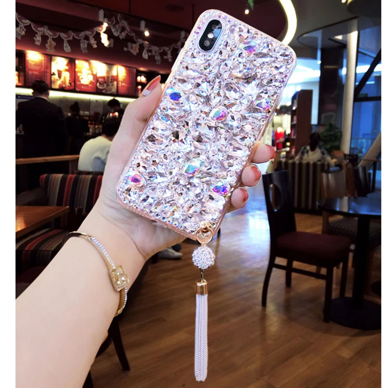 

Suitable Case For IPhone 15 Plus X XR 11 12 13 14 Pro Max Luxury Shiny Diamond Sparkling Transparent Silicone Woman Phone Covers