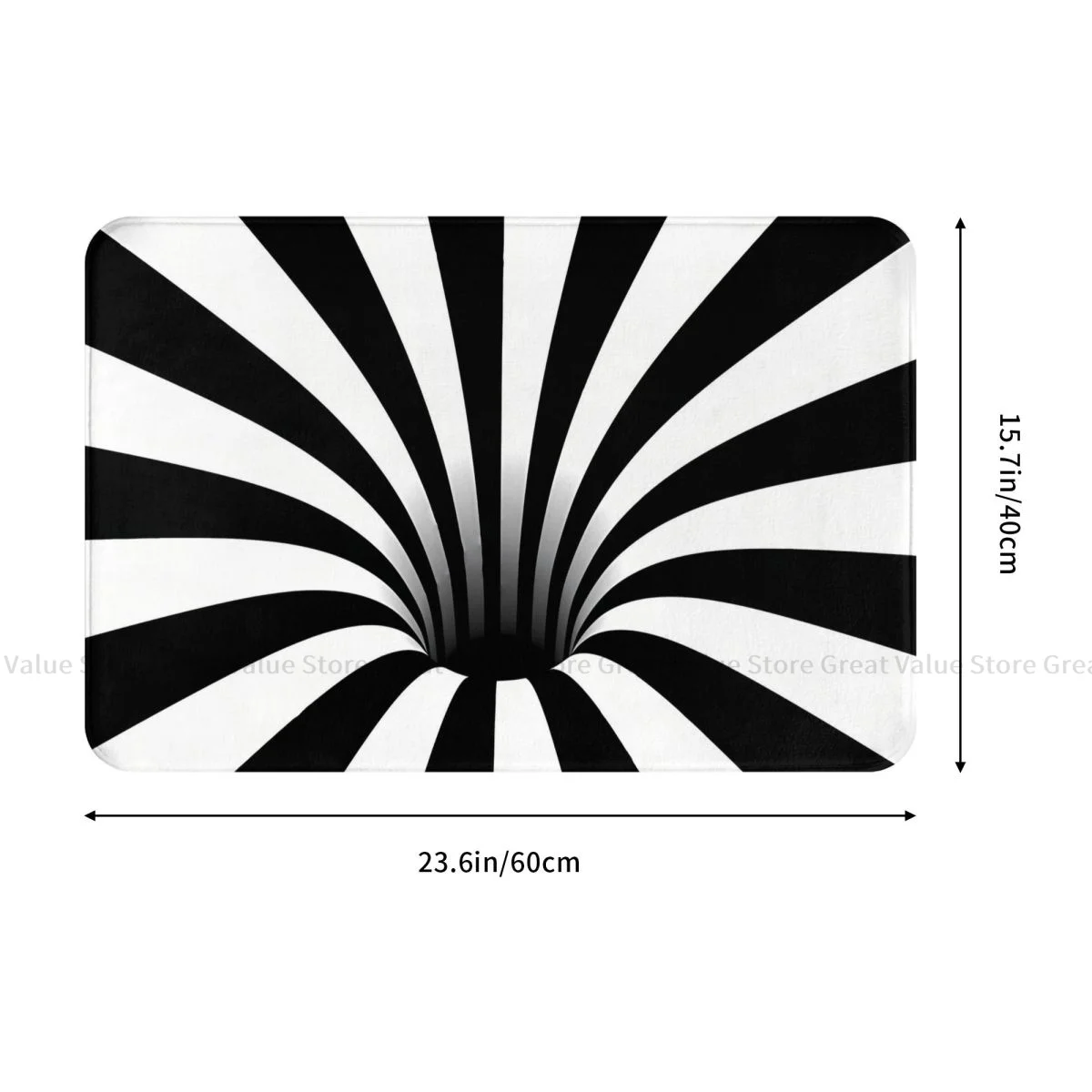 Geometry Pattern Bath Mat Optical Illusion Black Hole Lines Doormat Living Room Carpet Entrance Door Rug Home Decor