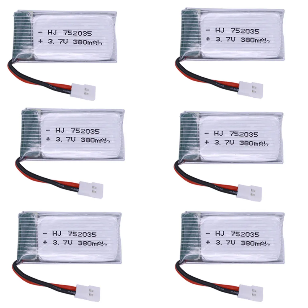 3.7V 380mAh Lipo batteria 752035 25C ricambio per Hubsan X4 H107 H107L H107D JD385 JD388 per RC Aircraft Multi-rotori 1S