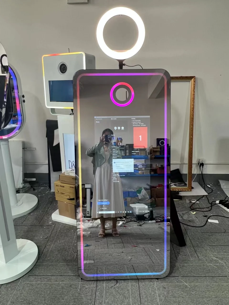 70 Inch Interactive Mirror Photo Booth Machine, Selfie Magic Mirror Booth for Wedding and Party Events