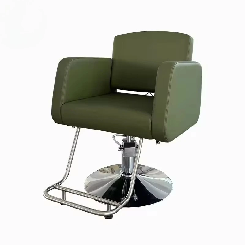 Sillón de Barbería Verde para Salones de Peluquería, Mueble de Belleza en Cuero Sintético