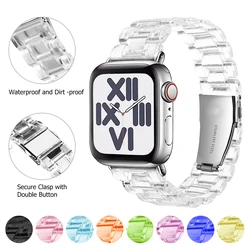 Przezroczysty pasek z żywicy do apple watch 42mm 40mm correa 44mm 38mm inteligentny nadgarstek bransoletka iwatch serii 8 7 6 5 4 SE 9