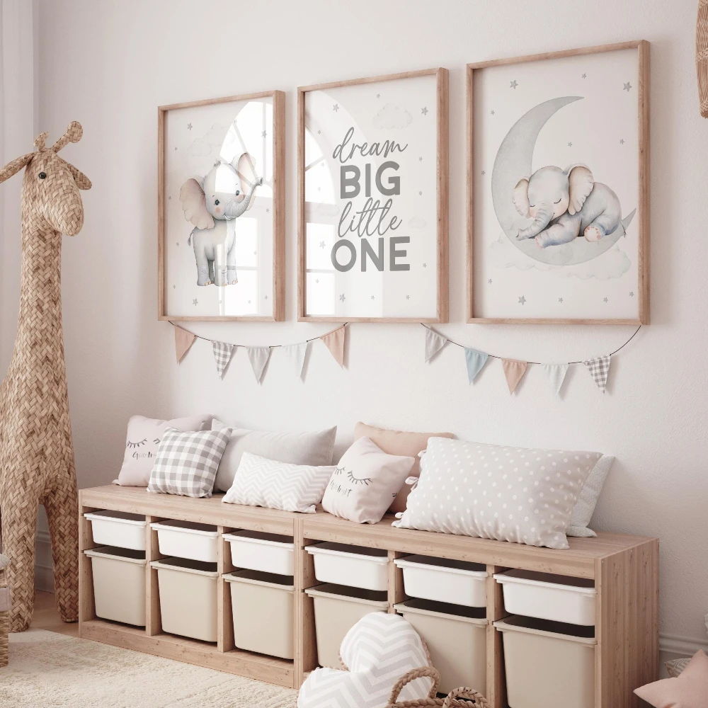 مجموعة ملصقات قماشية عالية الد - مراجعة Baby Nursery Elephant Theme وسعره