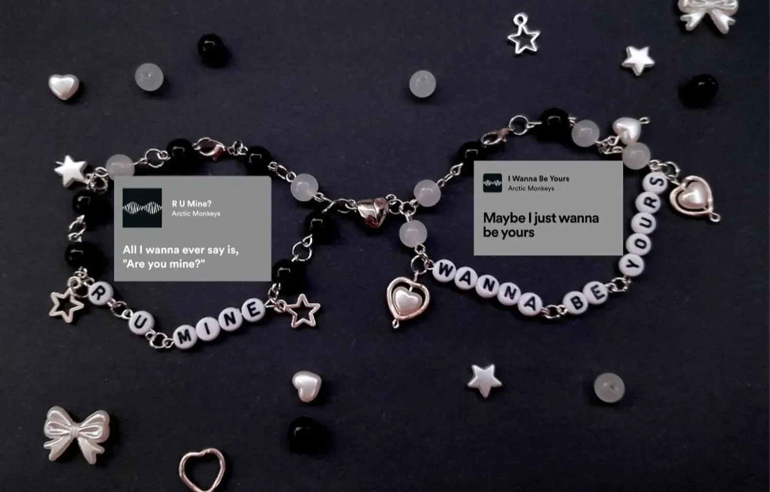 Handmade the Artic Monkeys inspired Glaset Friendship&couple bracelet