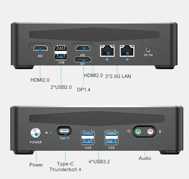أحدث 12th Gen I9 12900H Gaming PC Win11 Thunderbolt4 2 * Lan 2.5G 2 * DDR4 TPM2.0 PCIE4 4x4K عرض كمبيوتر مكتبي صغير