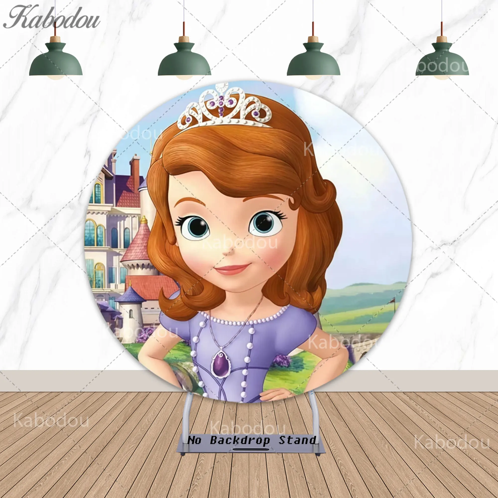 Sofia the First Round Backdrop Baby Birthday Girls Party Baby Shower Children Photography Background Cylinder Cover Decorations