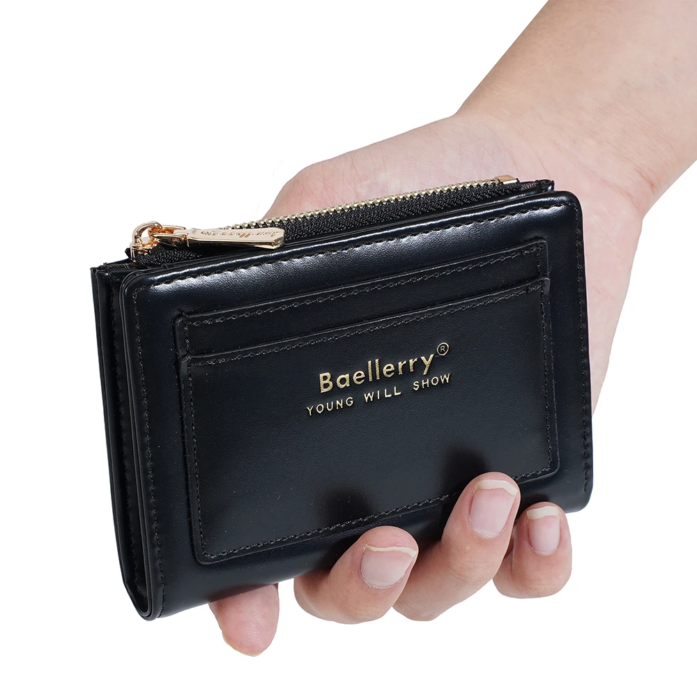 

Короткий женский кошелек Baellerry, высококачественный простой женский кошелек на молнии, держатель для фотографий, брендовые зажимы для карт для девочек