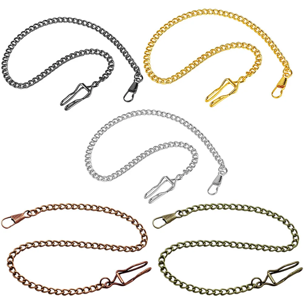 

5Pcs Pocket Watch Chains Alloy Retro Durable Metal Chain Clip Pocket Watch Accessories Vintage Decorative Chain