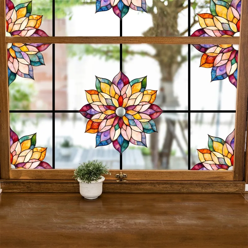 Colorful Window Stickers PVC Electrostatic Vintage Church Glass Decal Wall Sticker Art Mural Wallpaper for Home Decoration