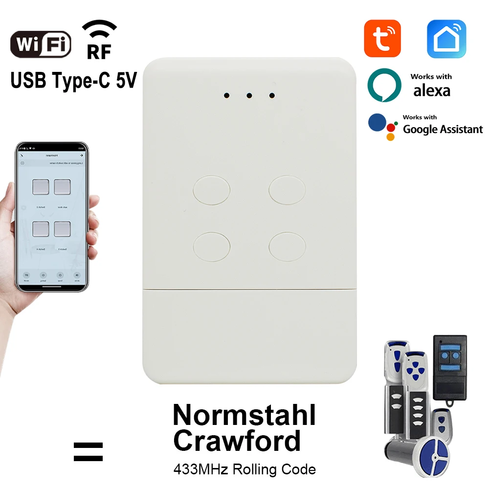 

Normstahl Crawford Tuya Smart APP Remote Control 433.92mhz Transmitter RF+WIFI 2-in-1 2025 Disruptive Product