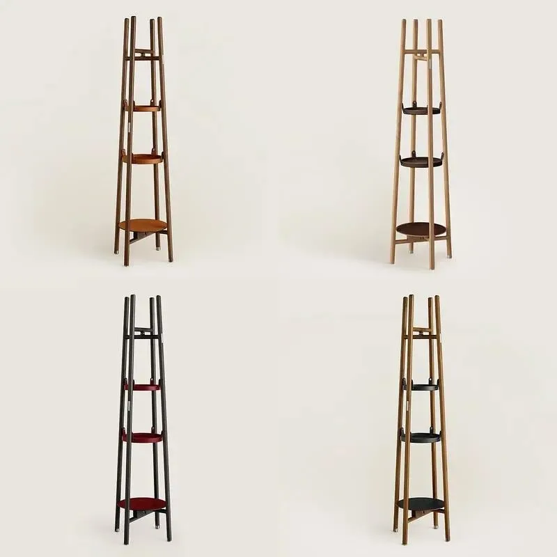 Luxury Solid Wood Vertical Rack Multi Layer Saddle Leather Tray Entrance Clothes Hats Display Stand Suitable For Home