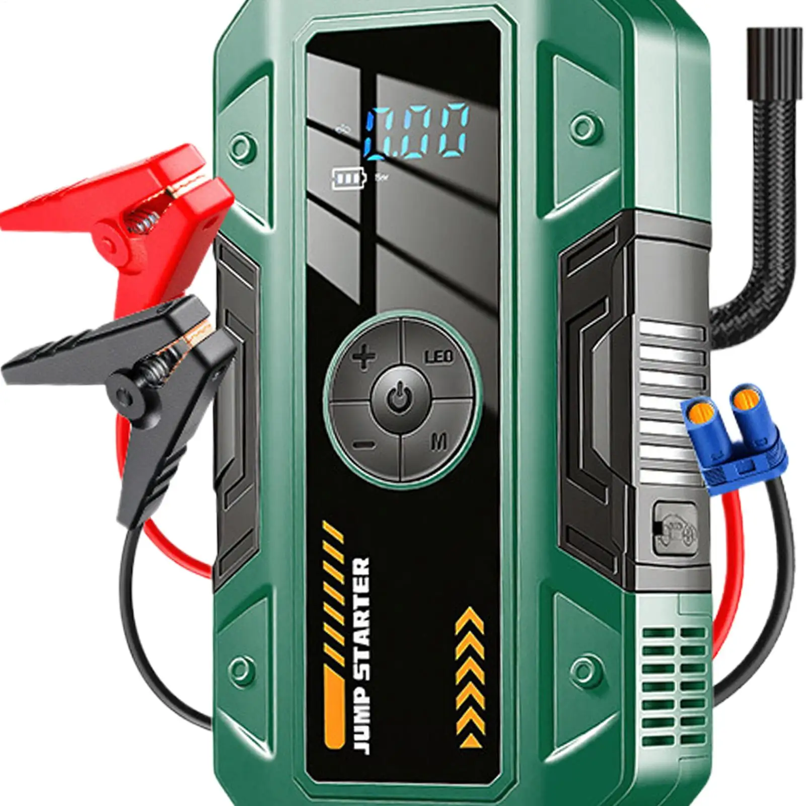 

Портативное пусковое устройство с 3 режимами и цифровым дисплеем, автомобильный компрессор для запуска двигателя, подкачки шин автомобиля, мотоцикла, мячей, для путешествий и поездок