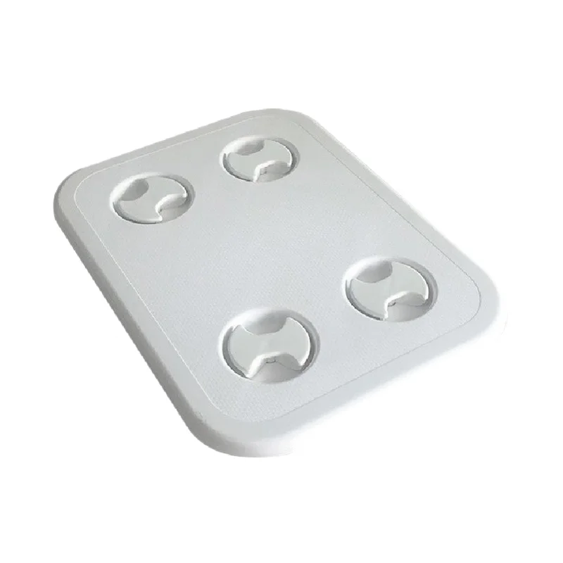 Marine White Plastic Rectangle Deck Cover Hatch Cover with Rotatable Handle Suitable for Boat Yacht Speedboat Parts