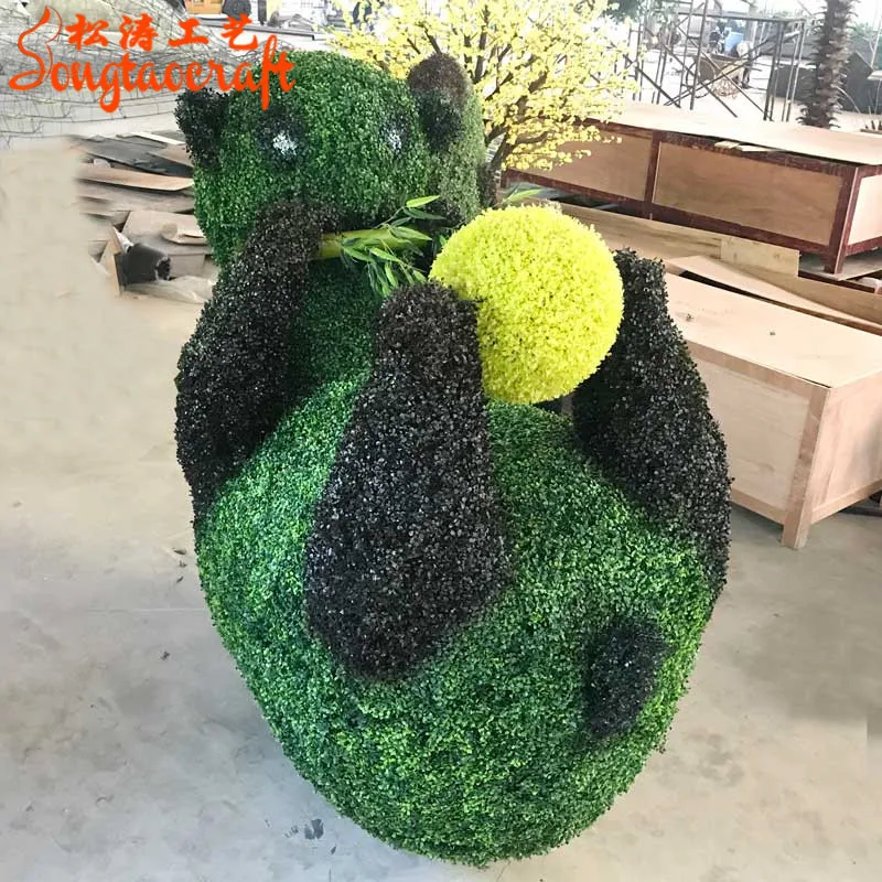 Customized style metal wire frame artificial grass topiary plants for landscaping