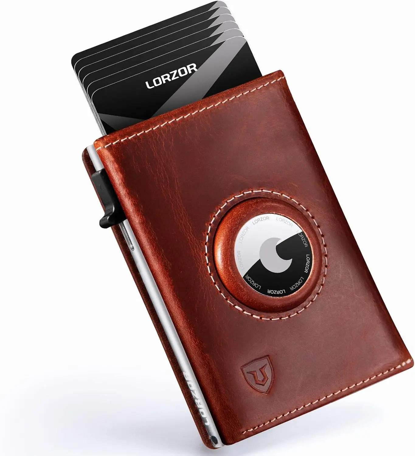 

Кожаный кошелек с держателем для AirTag, тонкий картхолдер, защита от RFID, окошко для ID-карты для мужчин - минималистичный дизайн (AirTag в комплект не входит)