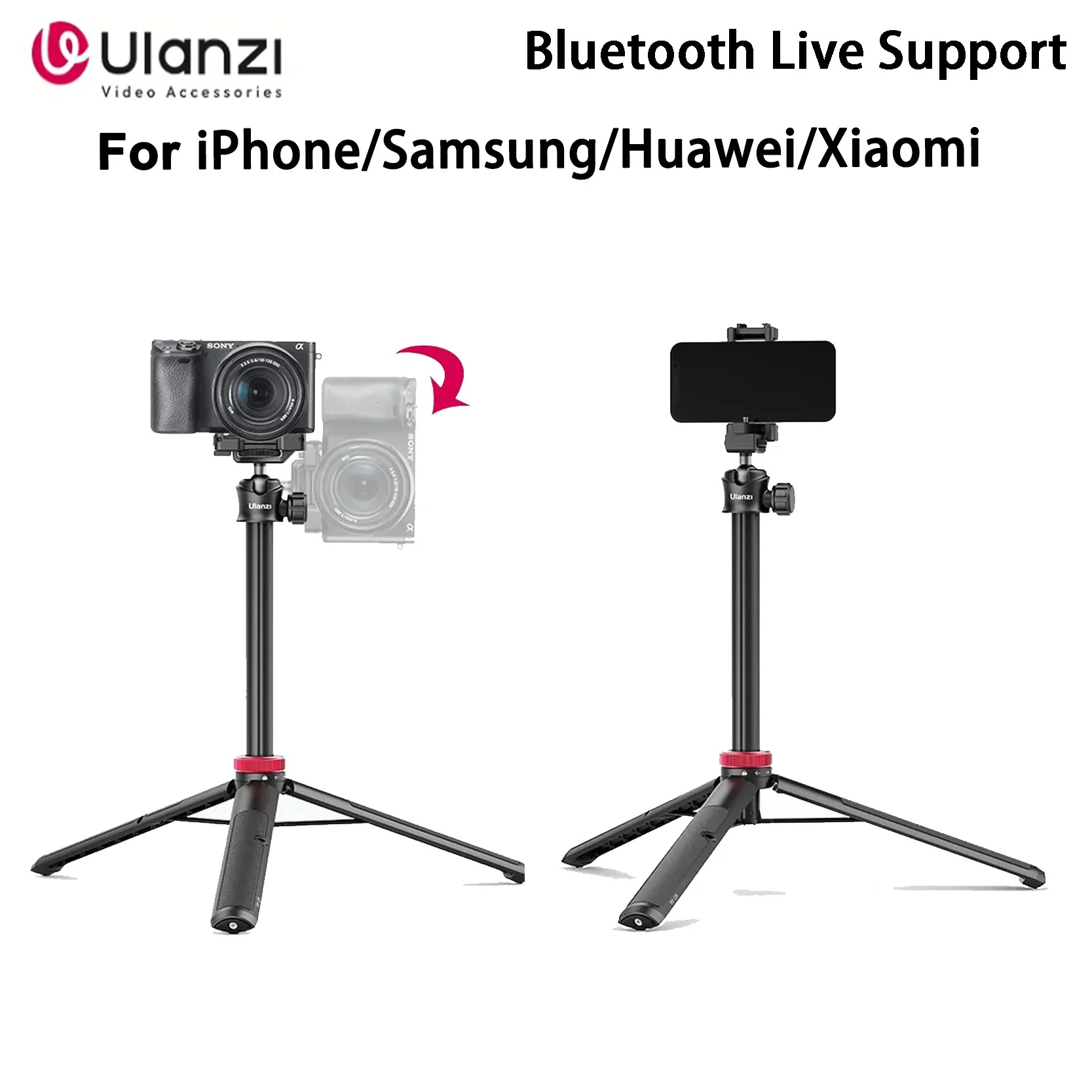 Trípode/palo Selfie extendido Original Ulanzi MT-44 de 1,46 m Compatible con teléfonos y cámaras Samsung iPhone Huawei Xiaomi