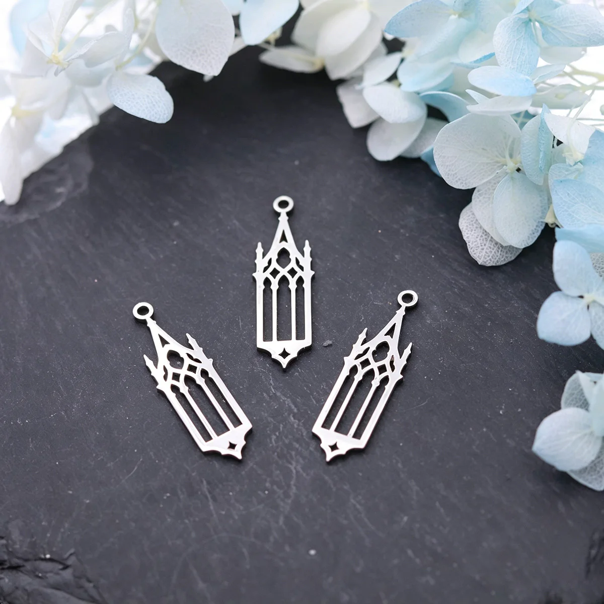 3pcs Gothic Cathedral Window Charms Stainless Steel Vintage Hollow Pendant for DIY Jewelry Making Necklace Earrings Wholesale