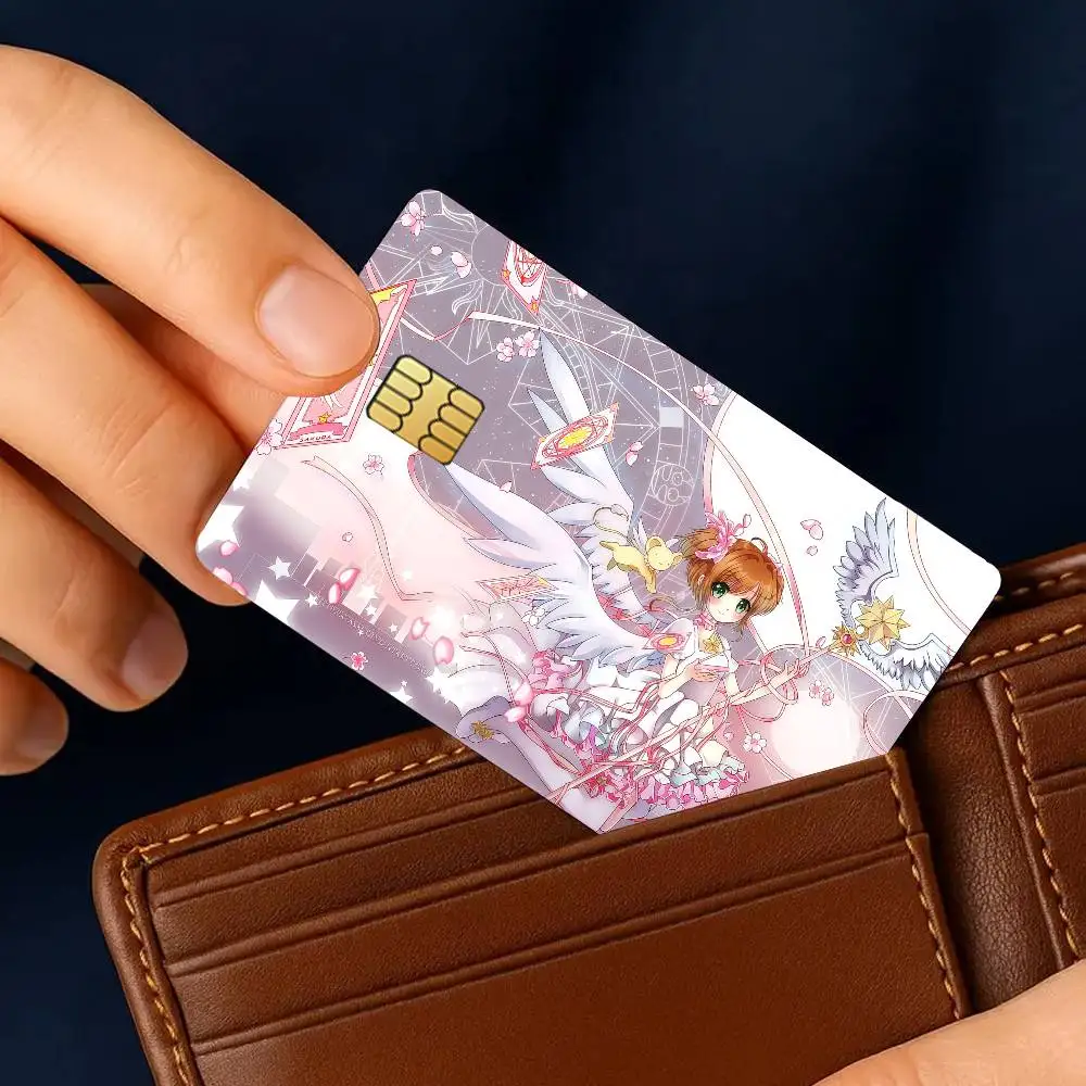 Comic Cardcaptor Sakura Credit Card 4PCS Anti-scratch Waterproof Stickers for Bank Debit Decorative Protection Bus Subway