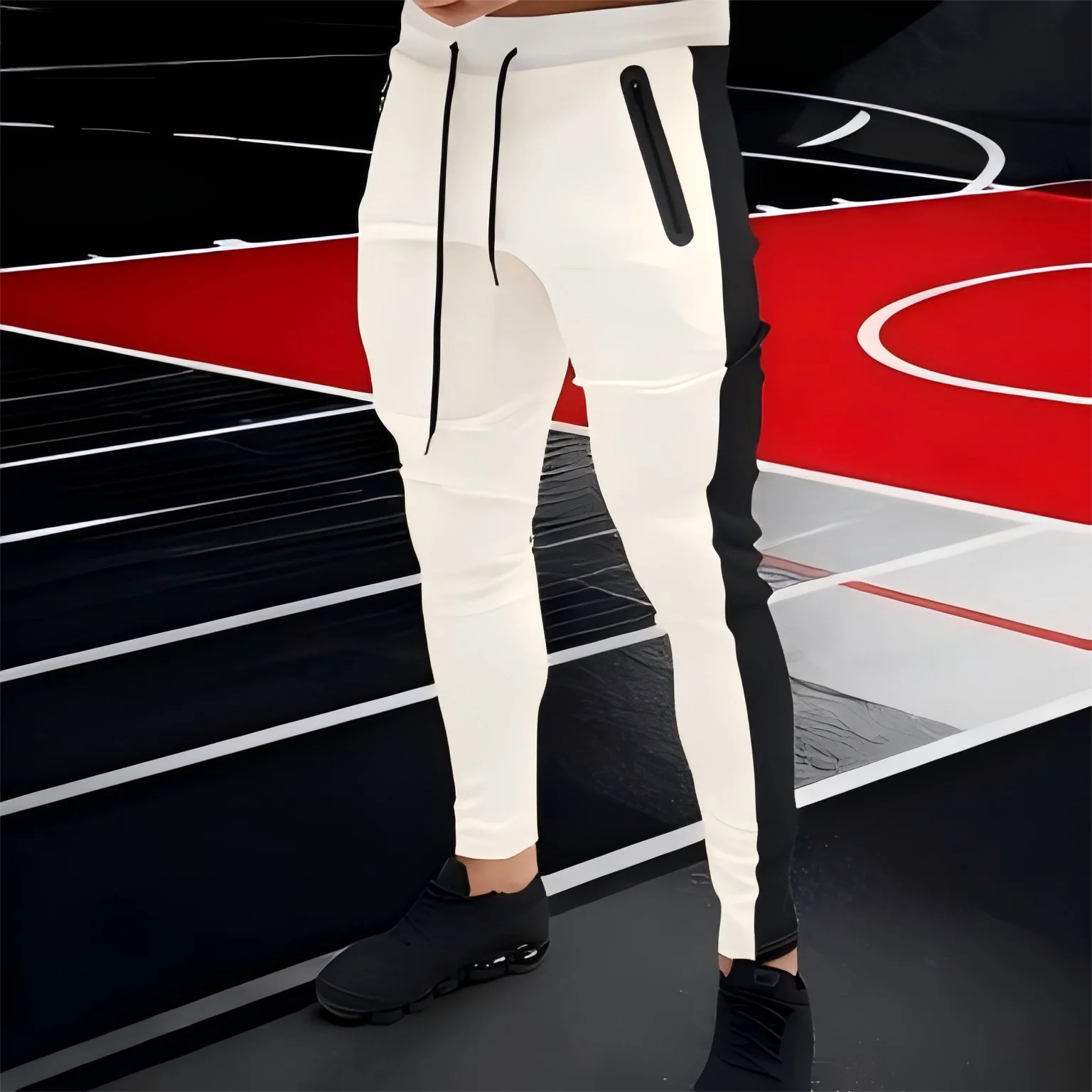 

Мужские эластичные тренировочные брюки для бега с боковыми карманами на молнии, спортивные брюки для бега, спортивные штаны для баскетбола, тренажерного зала, фитнеса, мужские спортивные штаны