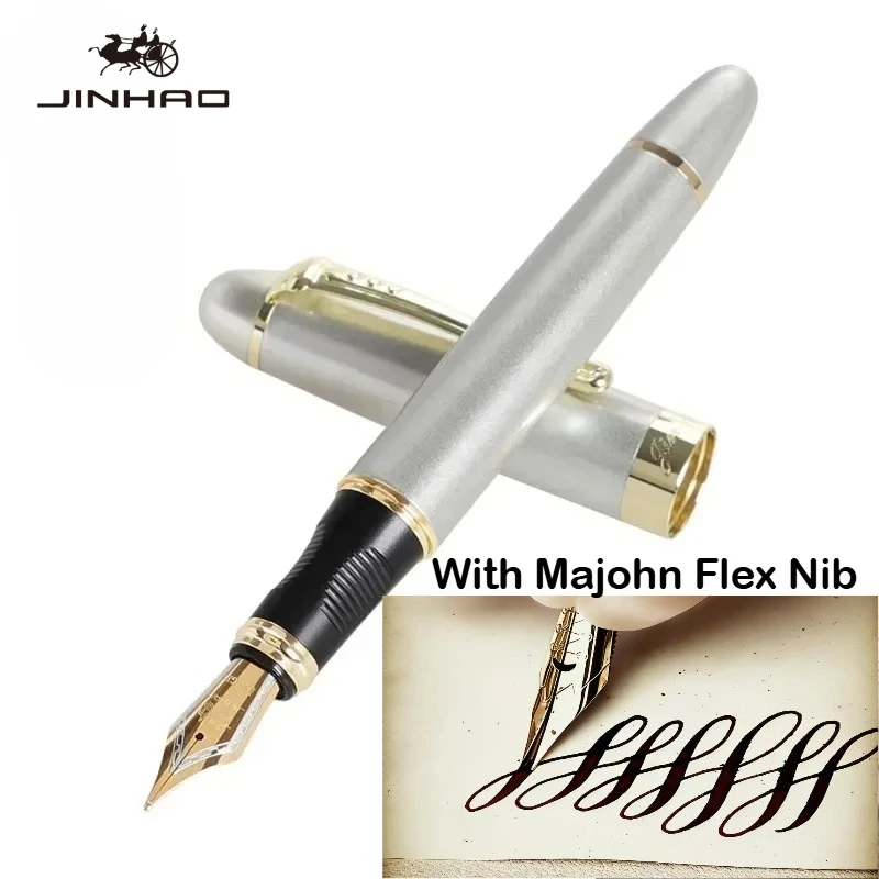 JINHAO X450 Fountain Pen With Majohn Flex Nib Calligraphy Pen Metal Pens for Writing School Office Supplies Stationery