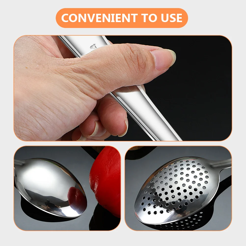 Colador de acero inoxidable, cuchara para servir, accesorios de cocina, cucharas, cucharada, utensilios ergonómicos con ranura plateada, 2 uds.