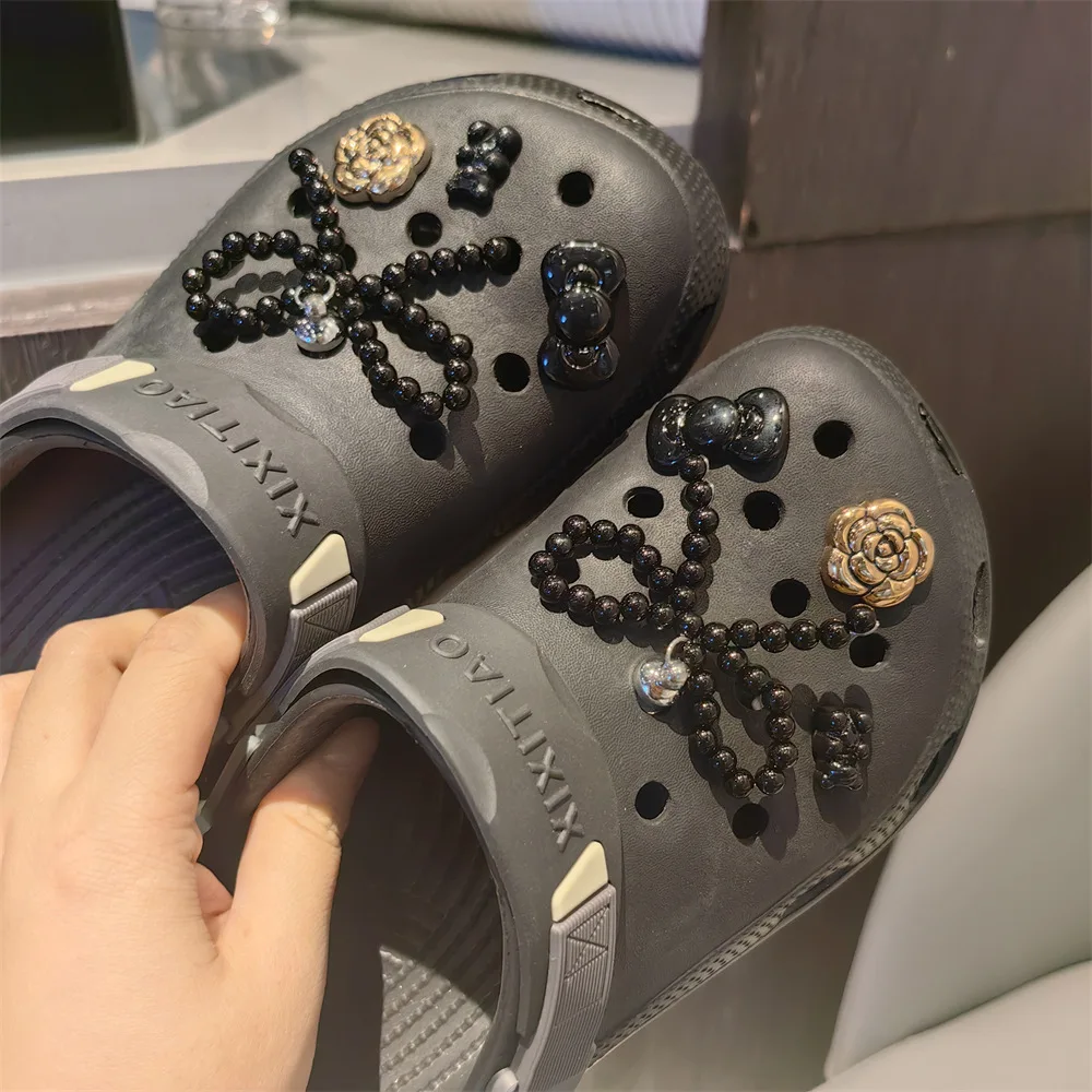 Neues Perlen-Schuhcharms-Set mit Perlenblumen, Hochwertige Schuhdekorationen, DIY Abnehmbare Schnallen-Schuhaccessoires – Detail 10
