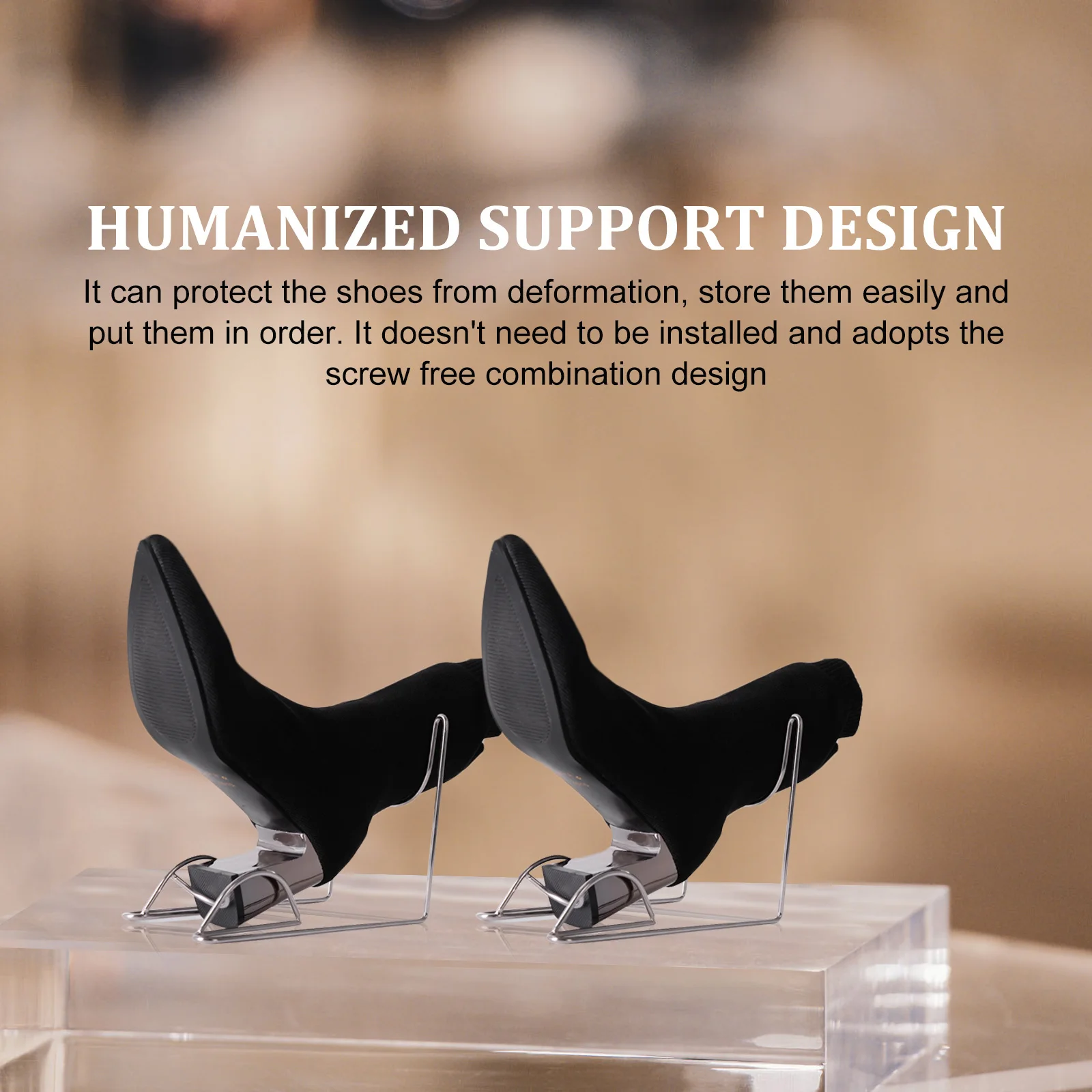 

1Pair Household Shoe Stand Stainless Boot Rack Stylish Silver Stainless Boot Rack Booties Holders Household Shoe Stand