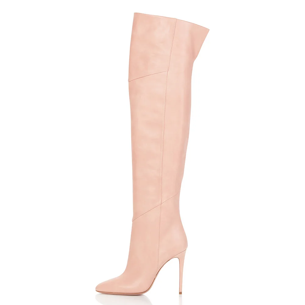 

Ladies Black Pink Pointed Toe Stiletto Thin High Heel Over The Knee Boots Women Large Size High Heel Autumn and Winter Boots