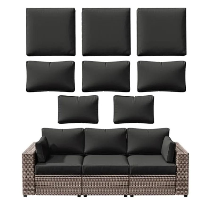 

Чехлы для уличных подушек (8 шт.), водонепроницаемые, на молнии, для 3-местного ротангового дивана, для патио