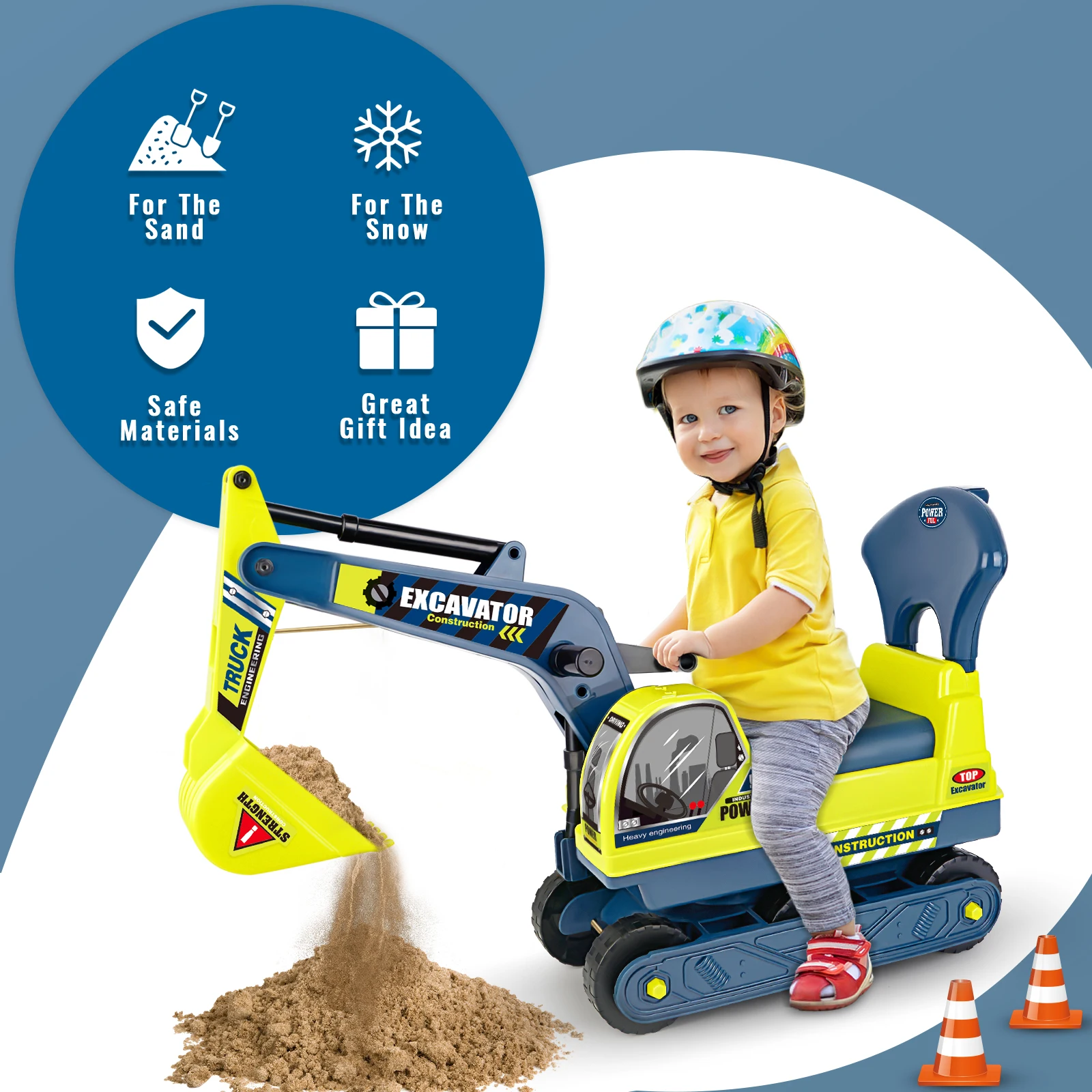 Ride-on Excavator Toy, Christmas Gift.