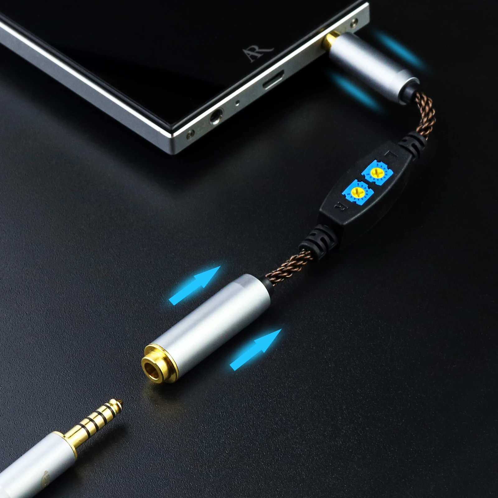 Cable de Audio de resistencia ajustable OKCSC 2,5 a 3,5/4,4 hembra a 3,5/4,4 tipo c a 3,5/4,4 línea adaptadora de auriculares de conversión hembra