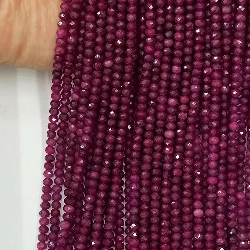 Natural Ruby Facted Rondelle Loose Beads DIY Bracelet Necklace 38cm Women Jewelry Elegant Fashion Natural Stone Accessories