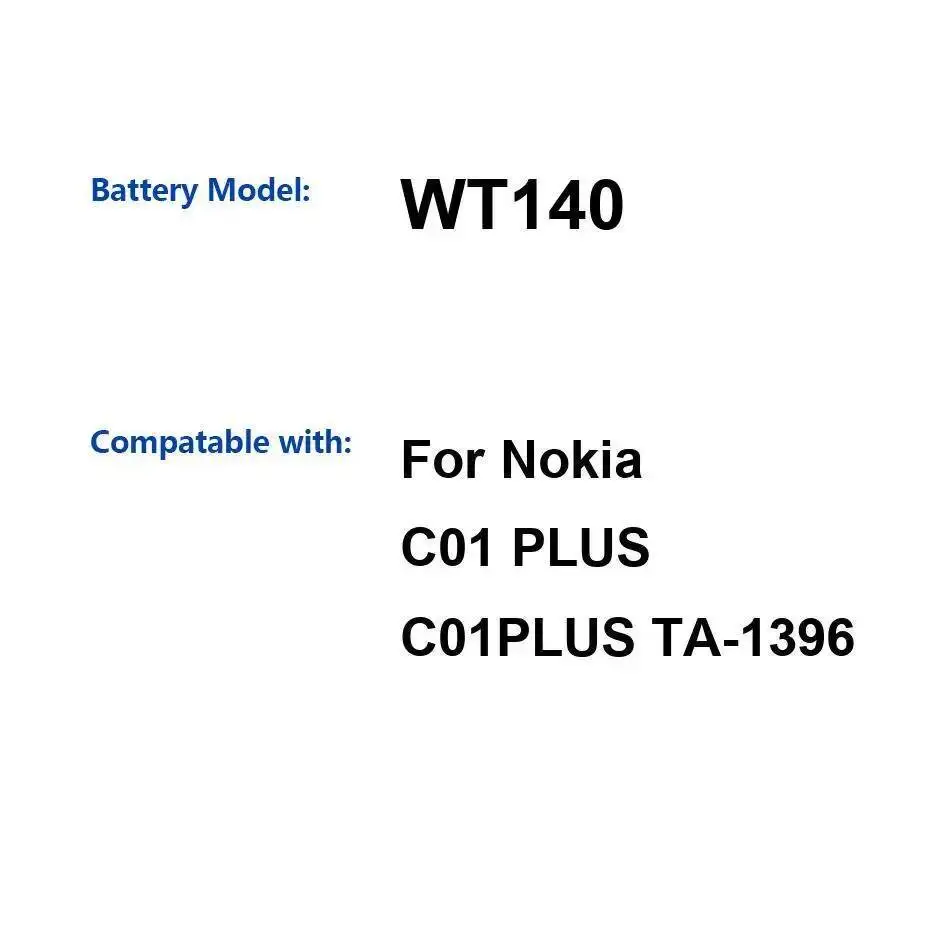 

Надежный источник питания Прочный аккумулятор мобильного телефона WT140 для Nokia C01 Plus TA-1396 3000 мАч