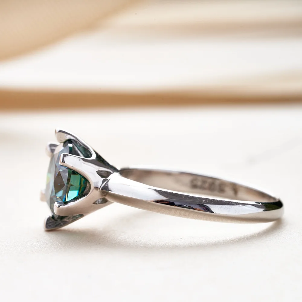 Green Moissanite Ring With GRA Certificate Black Card S925 Silver 0.5-5 Carat Luxury Rings Women Birthday Gift Jewelry