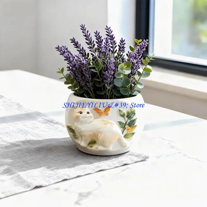 E21F Creative Cats Shaped Silicone Mould for Flower Pots Jewelry Containers Easy Demolding Craft Project Home Decoration