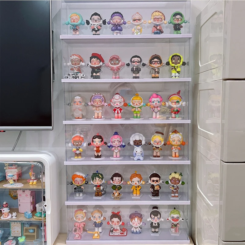 Clear Acrylic Display Case Blind Doll Display Box Multi-layer Door for Collectibles Action Figures with Door Dustproof Storage