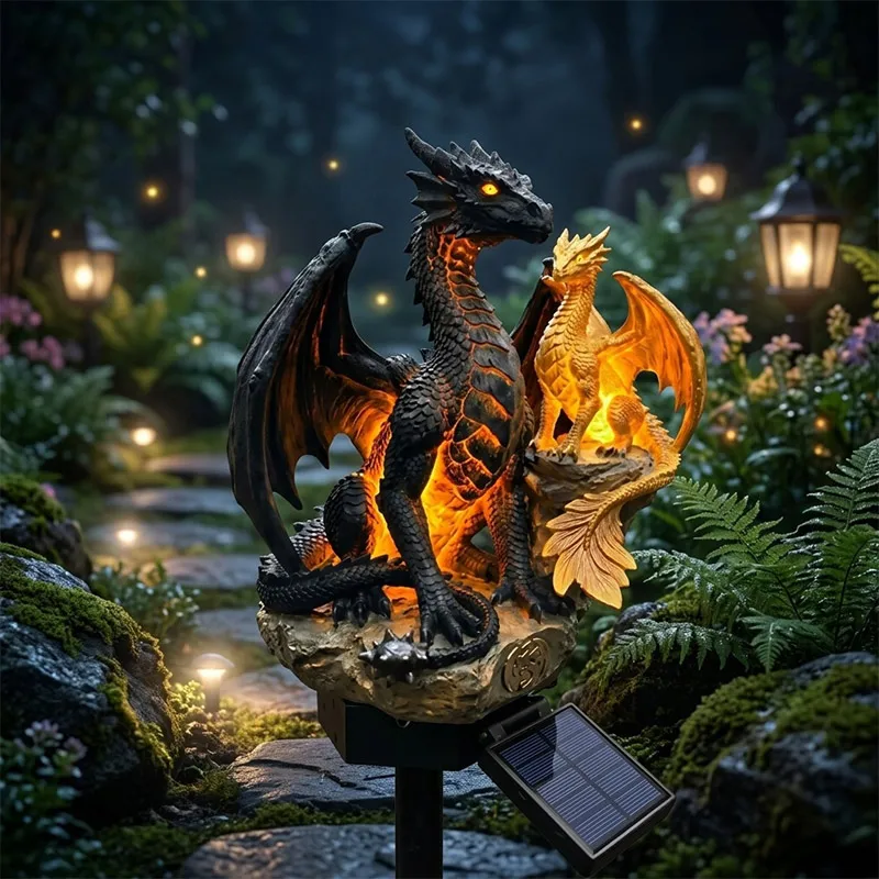 Solar Luminous Dragon Outdoor Ornaments 2026 Upgrade Garden Statue Gothic Medieval Dream Decorat Unique Gifts For Dragon Lovers