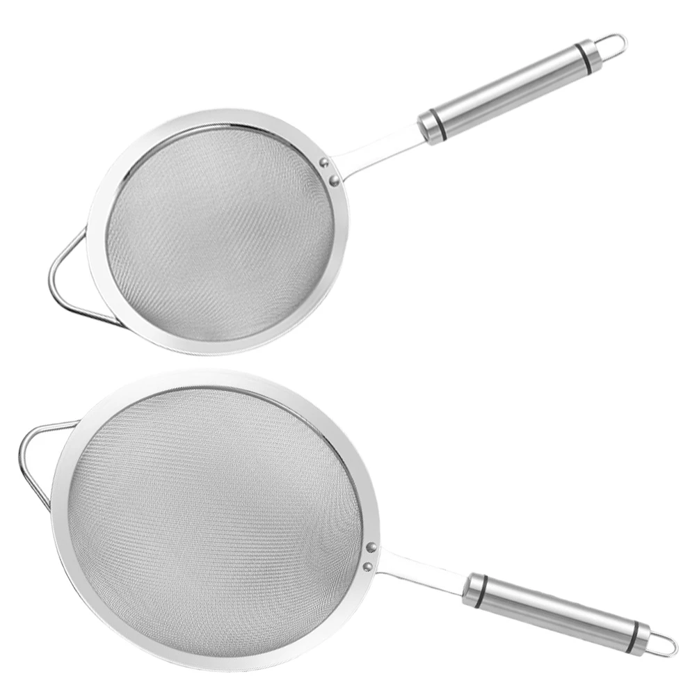 

2pcs 12cm 18cm Stainless Steel Fine Mesh Strainer Sieve Set for Kitchen Juice Soy Milk Noodle Filter Flour Baking Cooking Food