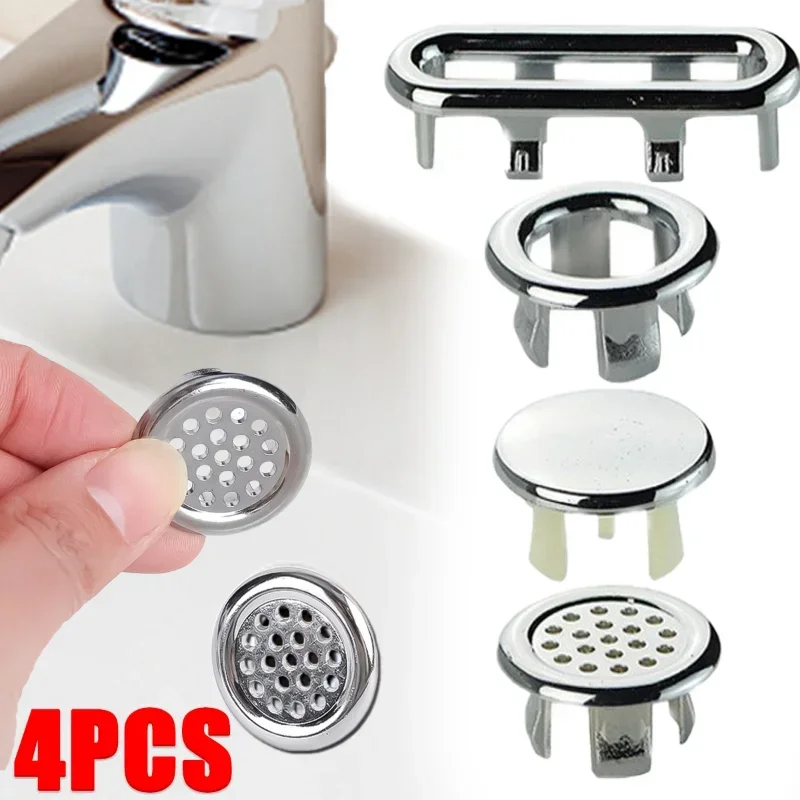 1/4PCS Round Sink Overflow Cover Basin Faucet Hole Trim Hollow Wash Basin Overflow Ring for Kitchen Bathroom Decoration Supplies