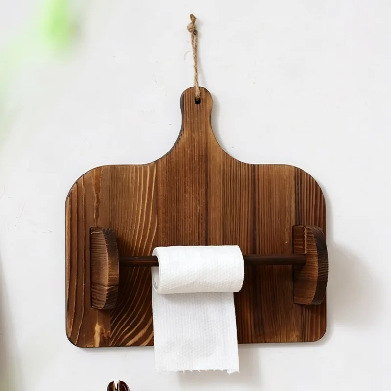 Wooden Paper Holders Retro Kitchen Napkin Holder Wall Mounted Decoration Tissue Towel Storage Rack Portable Toilet Paper Shelf